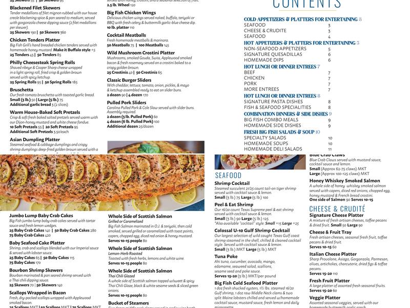 Big Fish Grill on the Riverfront Menu