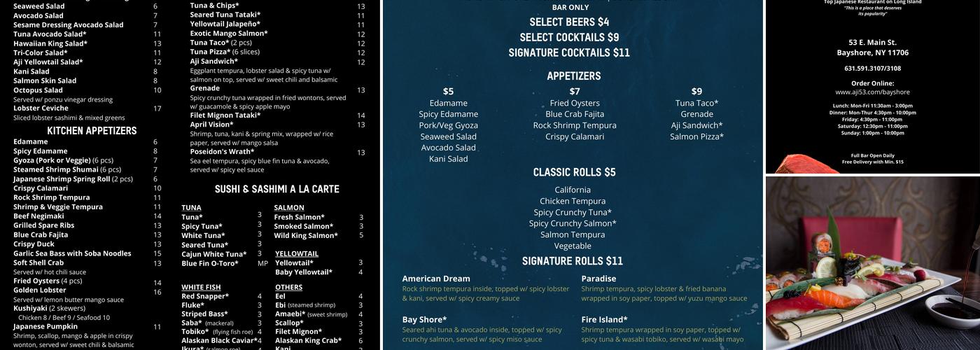 Aji 53 Services Menu