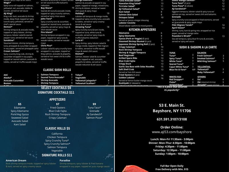 Aji 53 Services Menu