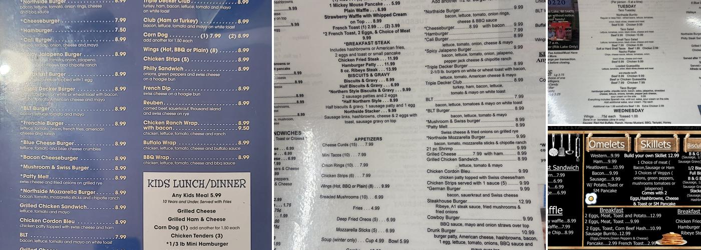 Northwoods cozy corner Menu