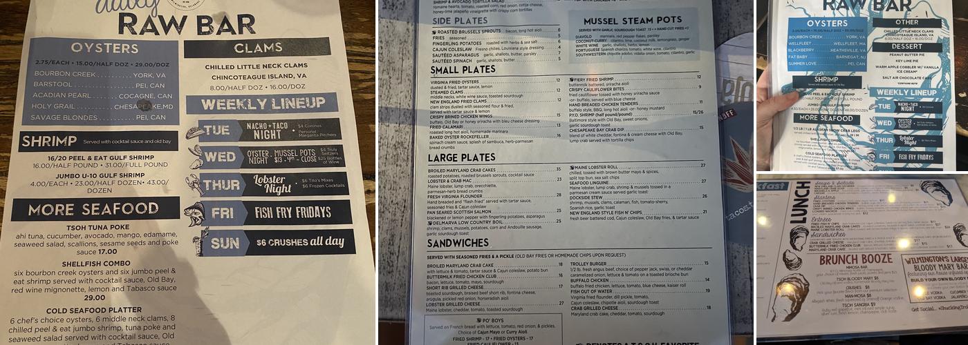 Trolley Square Oyster House Menu
