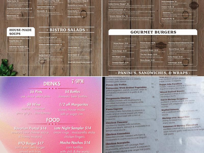 Faraday's Of Smithtown Menu