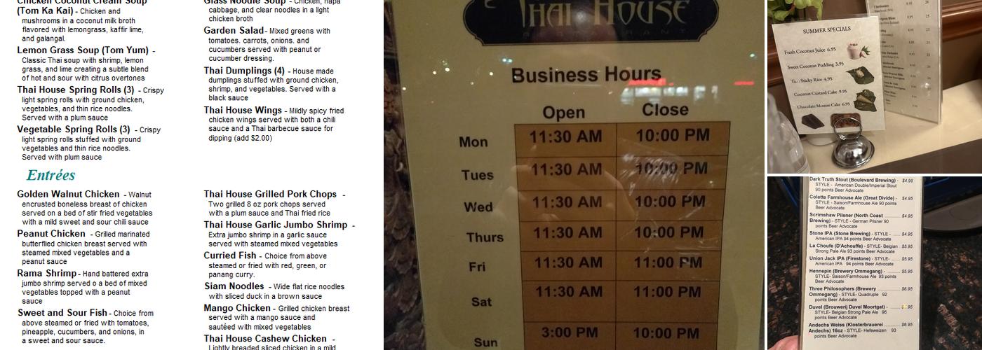 Thai House Menu