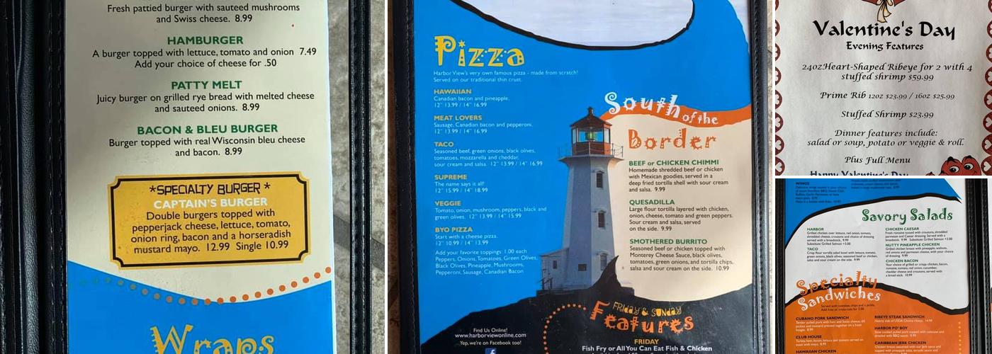 Harbor View at the Lake Menu