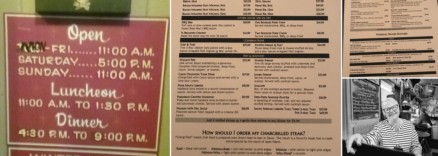 Pine Tree Supper Club Menu