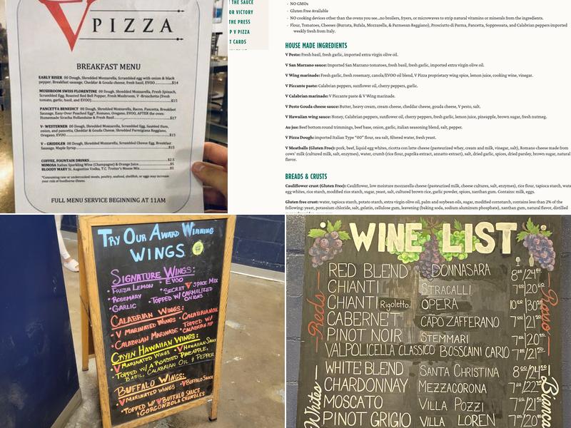 V Pizza & Sidecar - San Marco Menu