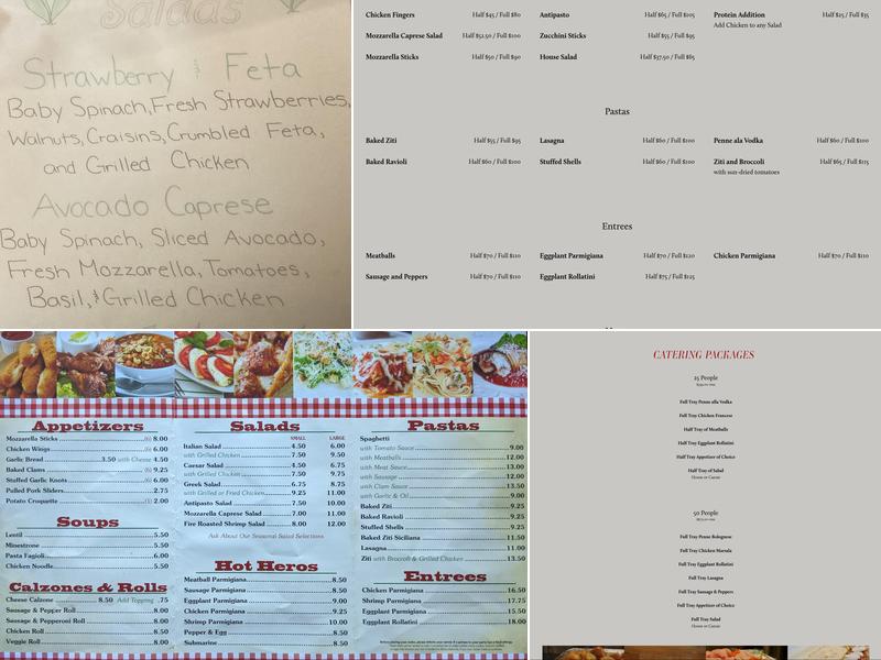 Tony's Pizza Menu