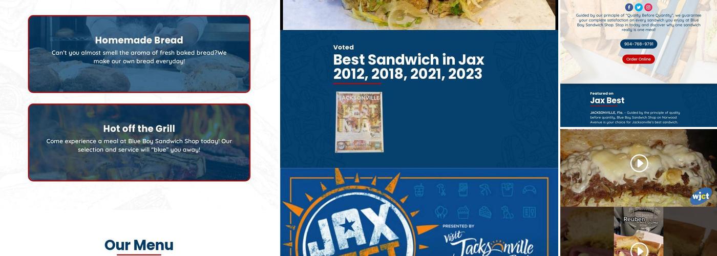Blue Boy Sandwich Shop Menu