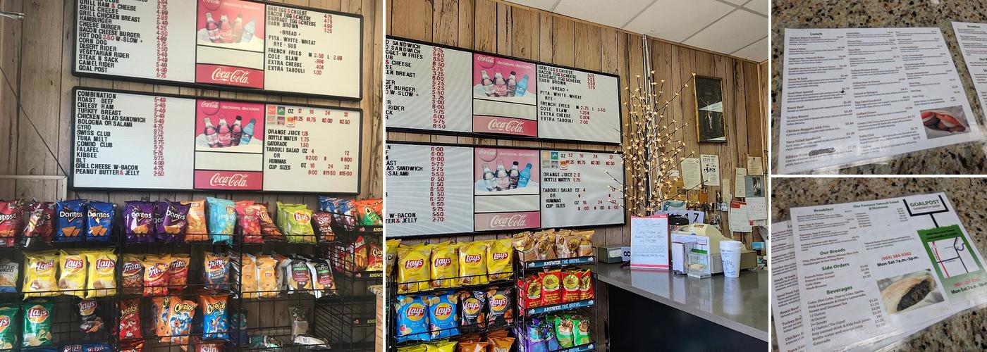 Goal Post Sandwich Shop Menu