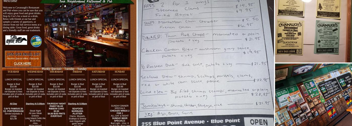 Cavanaugh's Menu