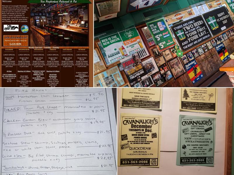 Cavanaugh's Menu