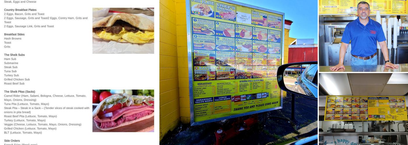 The Sheik Sandwiches and Subs Menu