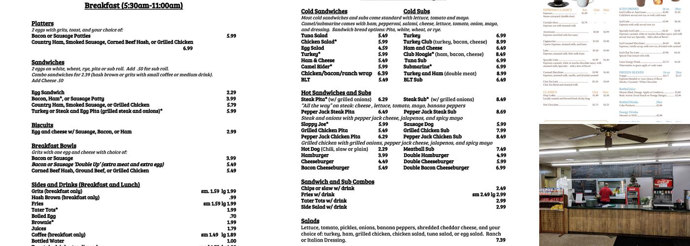 Vic's Sandwich Shop Menu