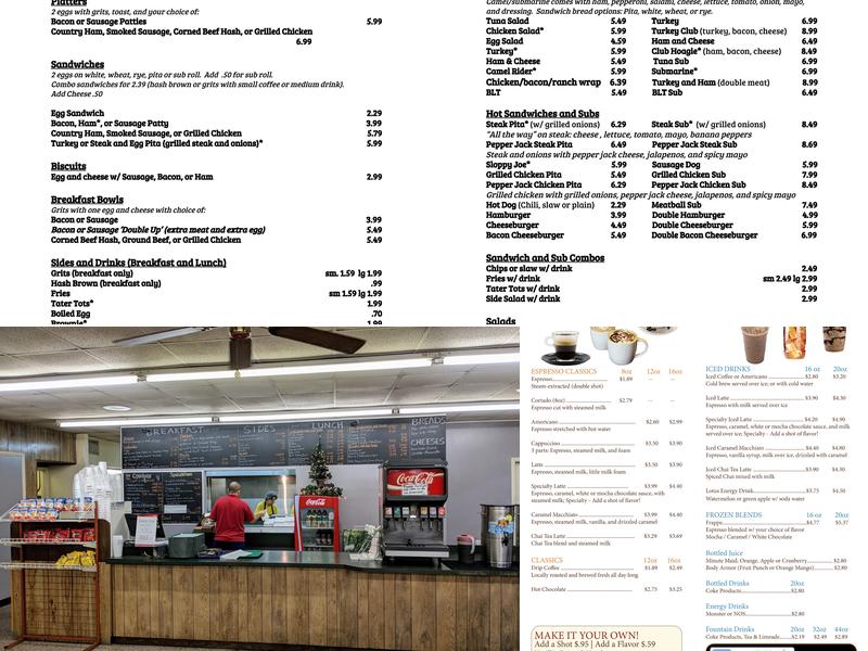 Vic's Sandwich Shop Menu