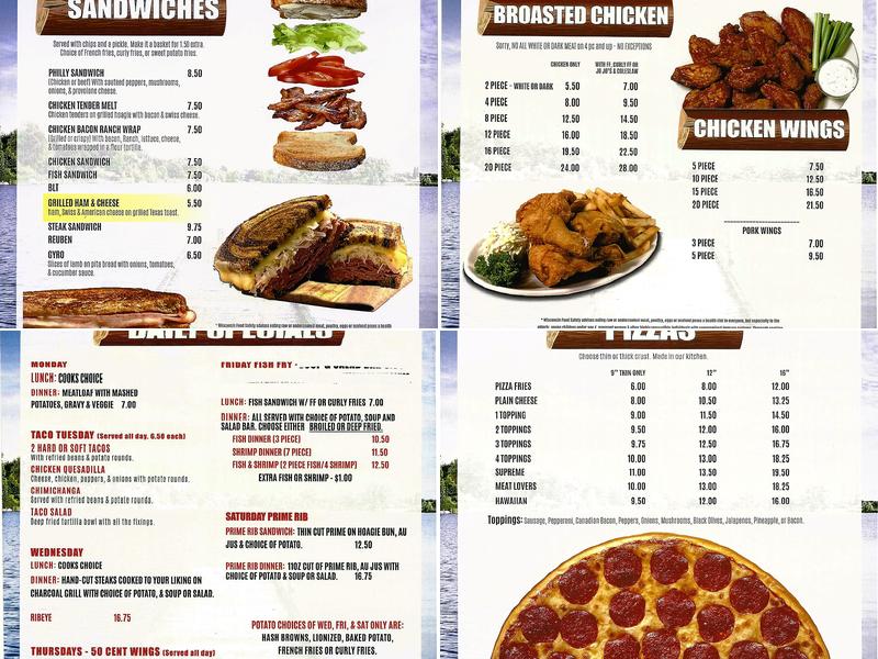 Big Swede's Resort Menu