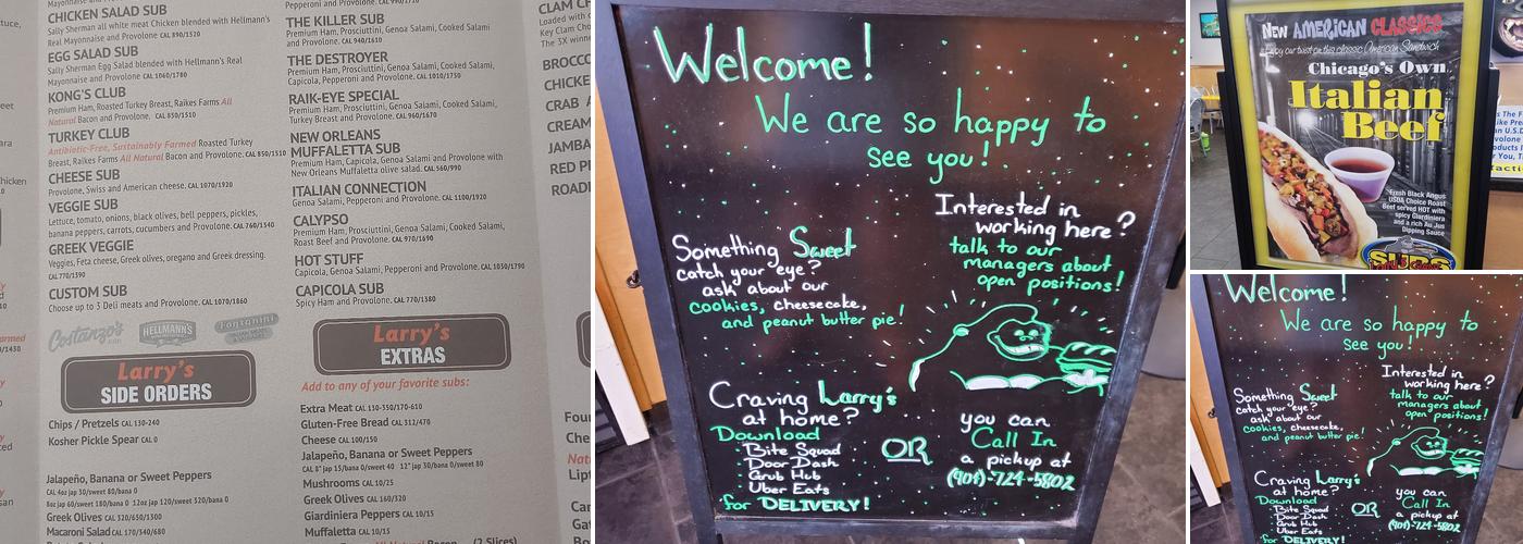 Larry's Giant Subs Menu