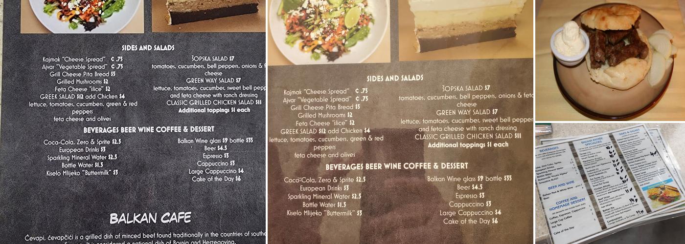 Balkan Cafe Menu