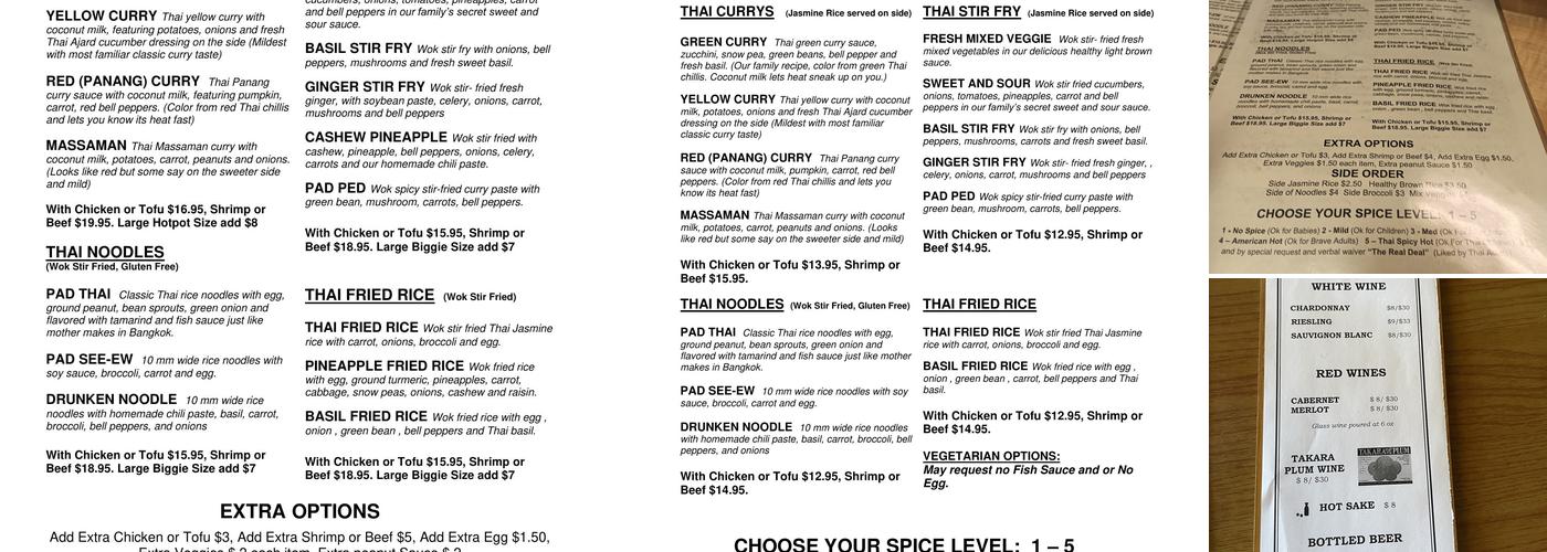 Noom Thai Bistro Menu