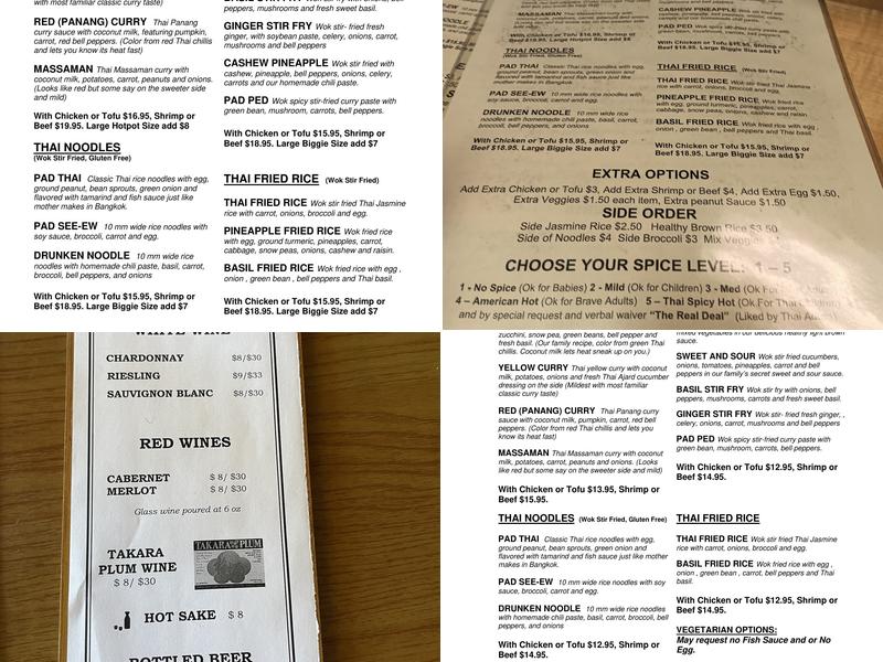 Noom Thai Bistro Menu