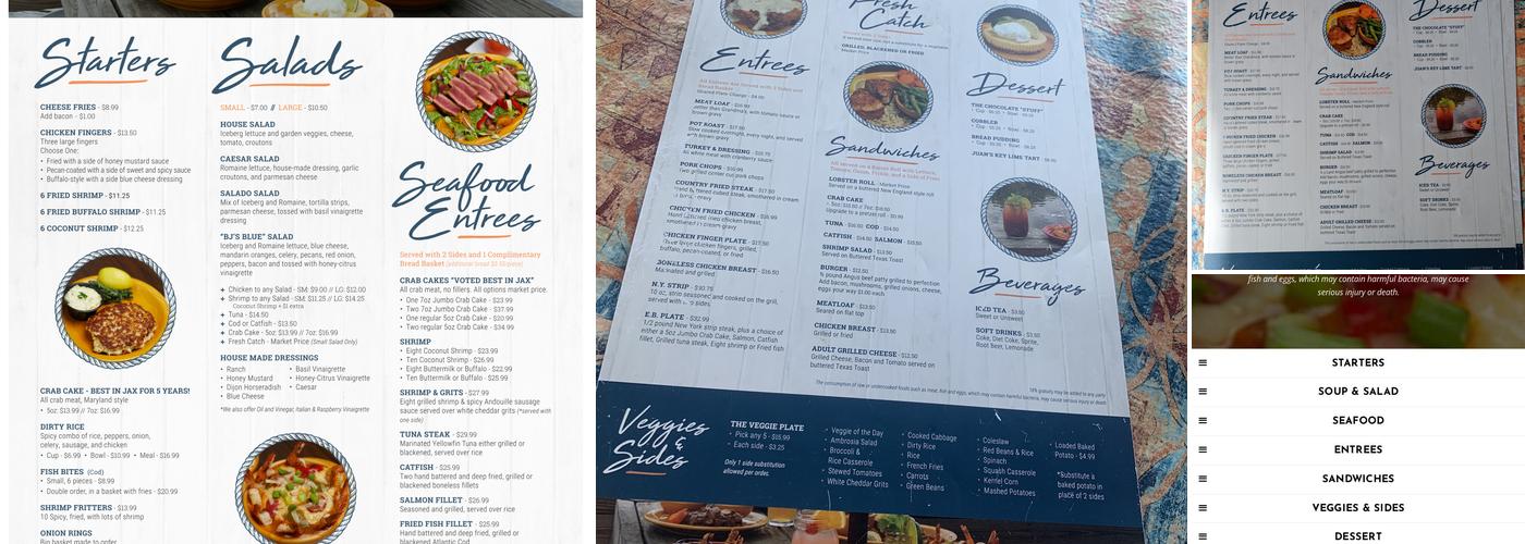 Barbara Jean's On The Water Menu