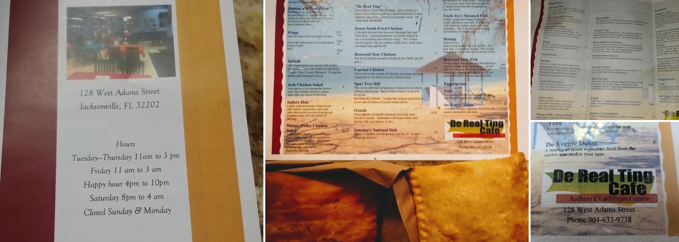 De Real Ting Café Menu