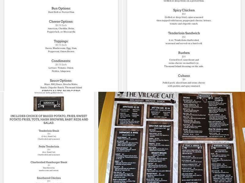 Cedar Creek Rustic Village Menu