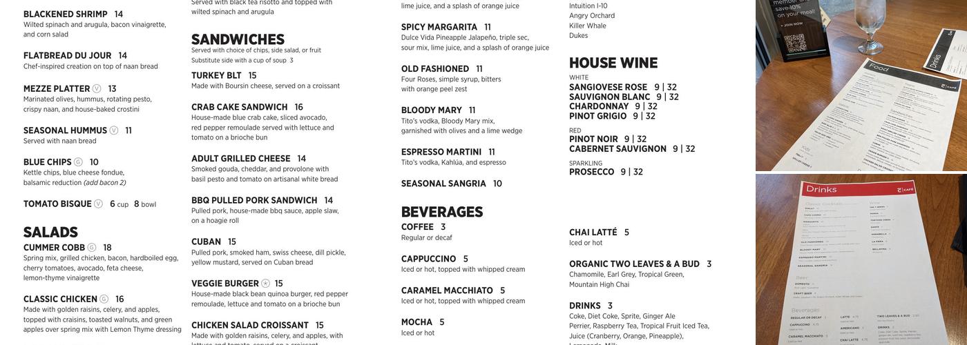 The Cummer Café Menu