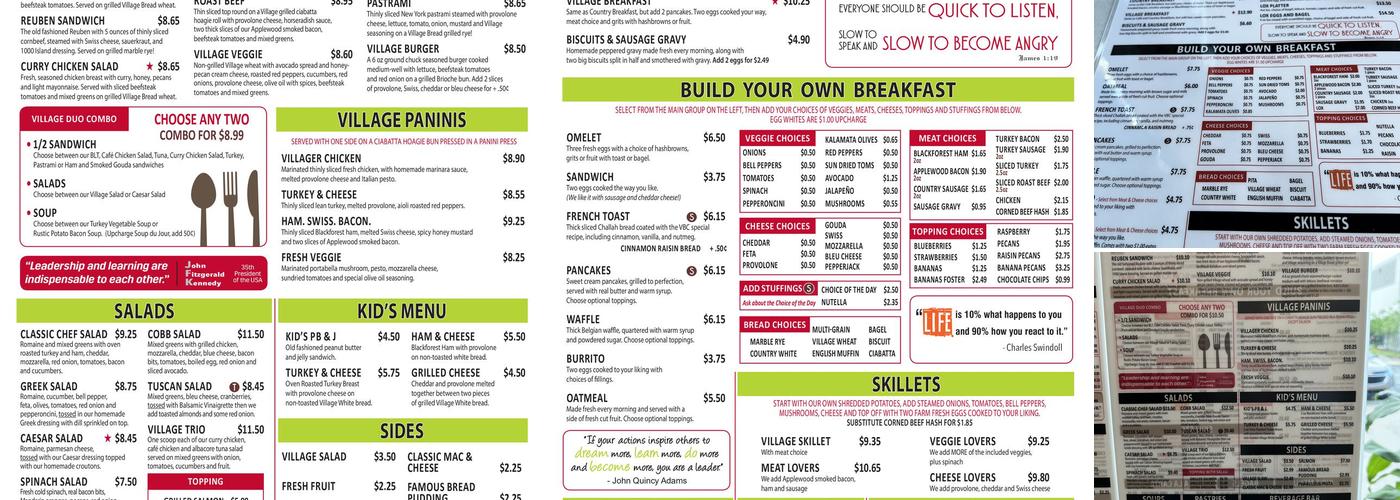 Village Bread Cafe Menu