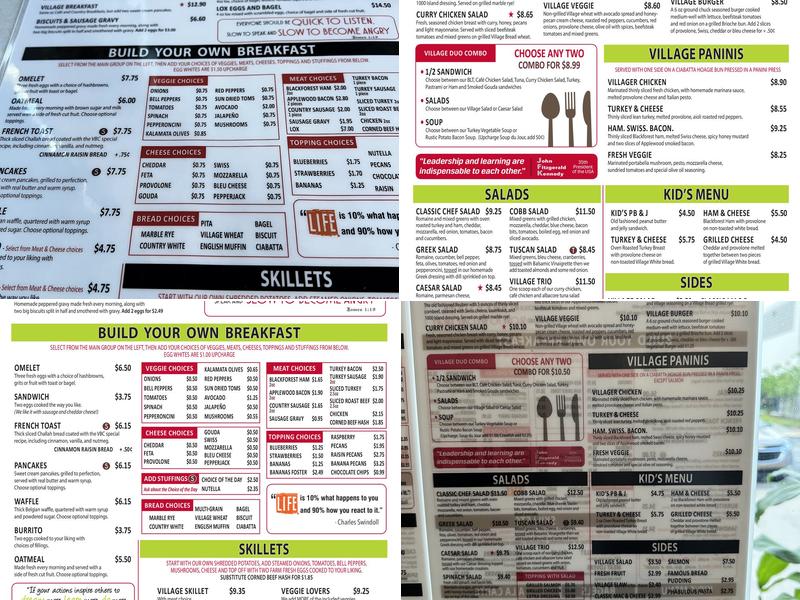 Village Bread Cafe Menu