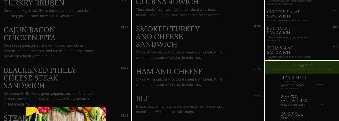 Fresh From the Garden Menu