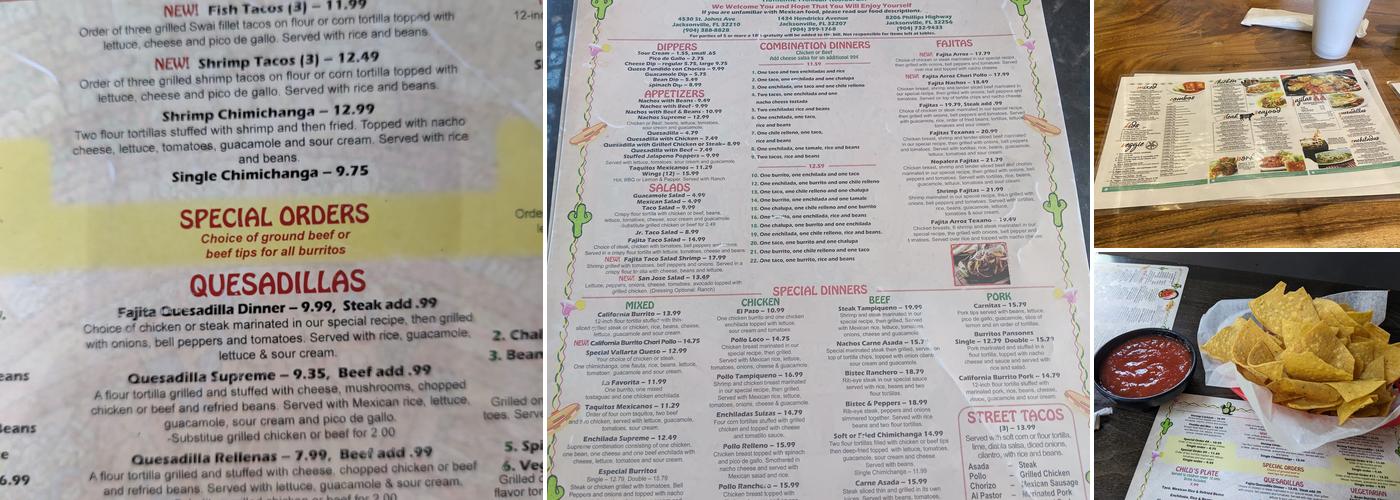 La Nopalera Mexican Restaurant San Marco Menu