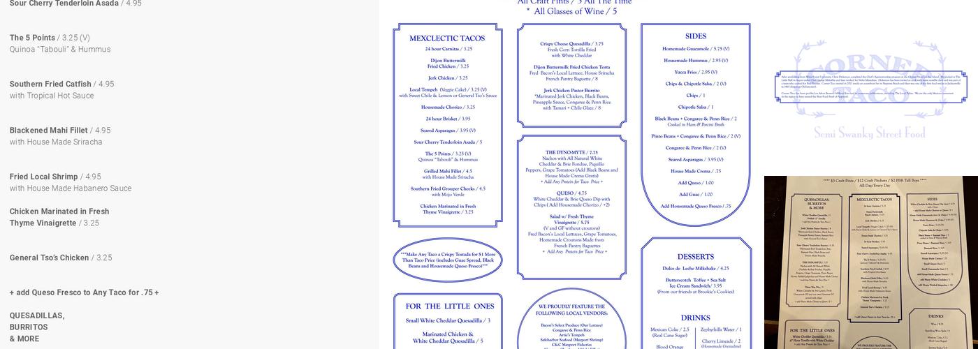 Corner Taco Menu