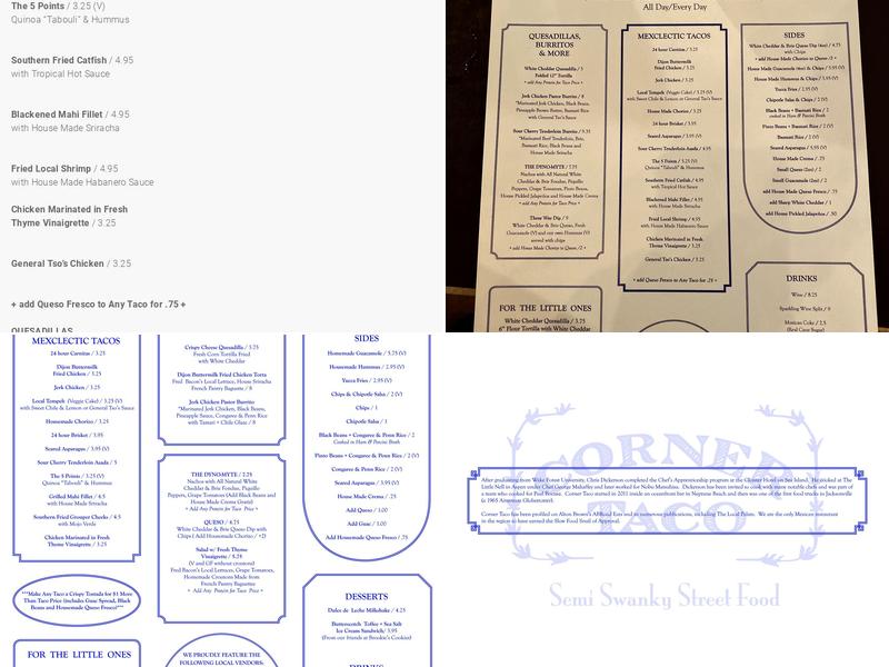 Corner Taco Menu