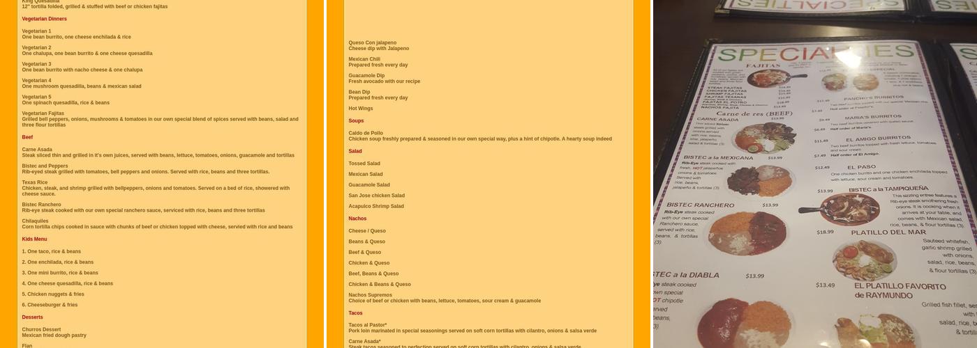 El Potro Mexican Restaurant Menu