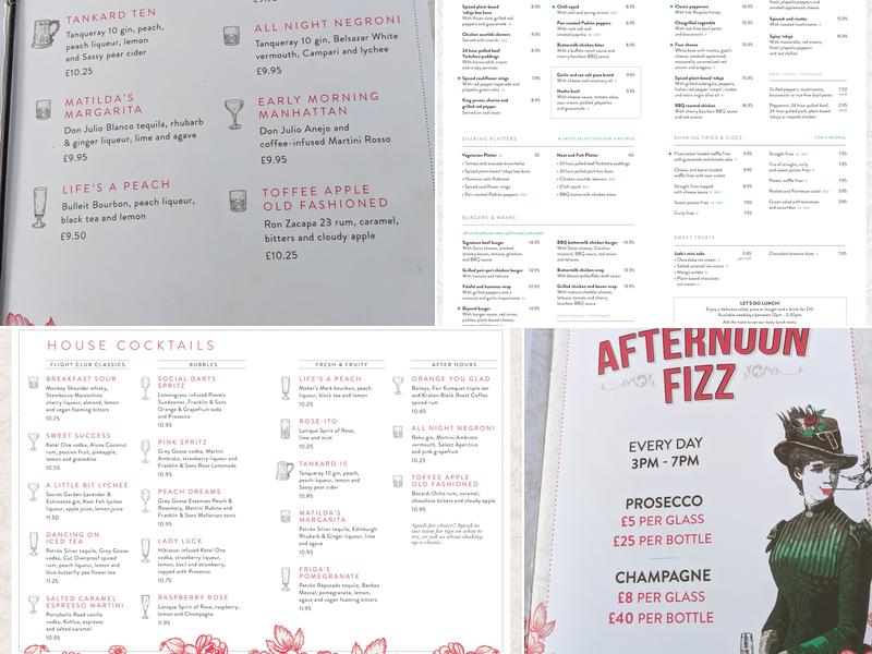 Flight Club Islington Menu