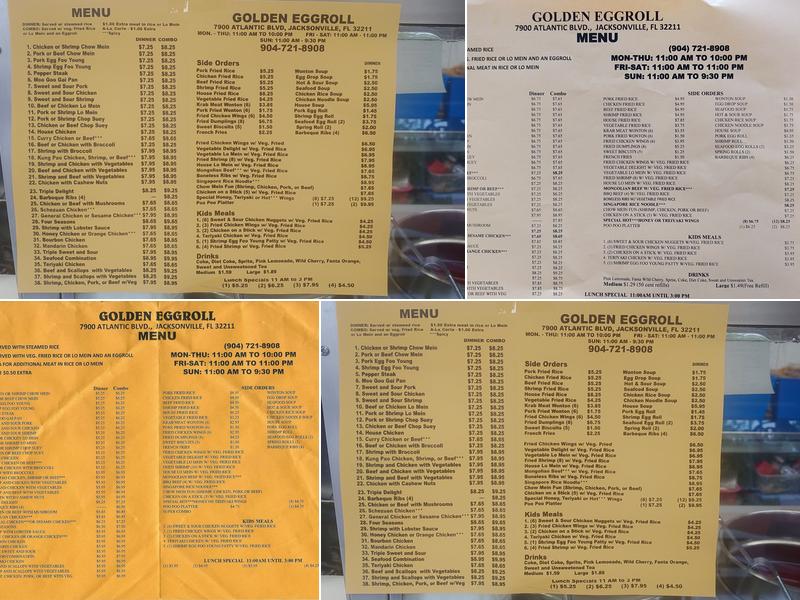 Golden Egg Roll Menu
