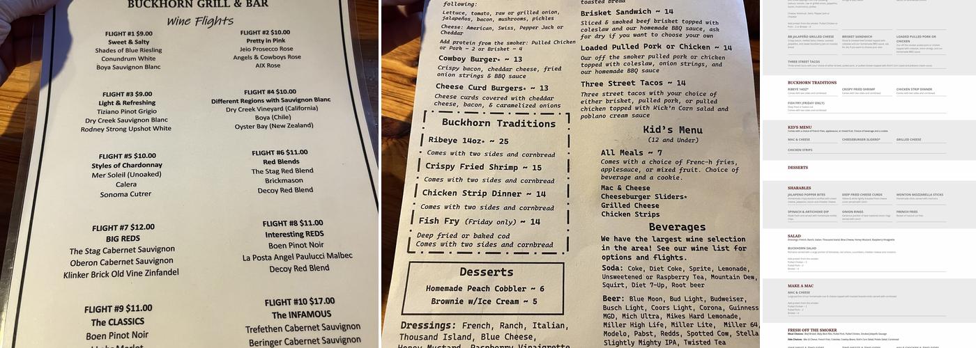 Buckhorn Grill and Bar Menu