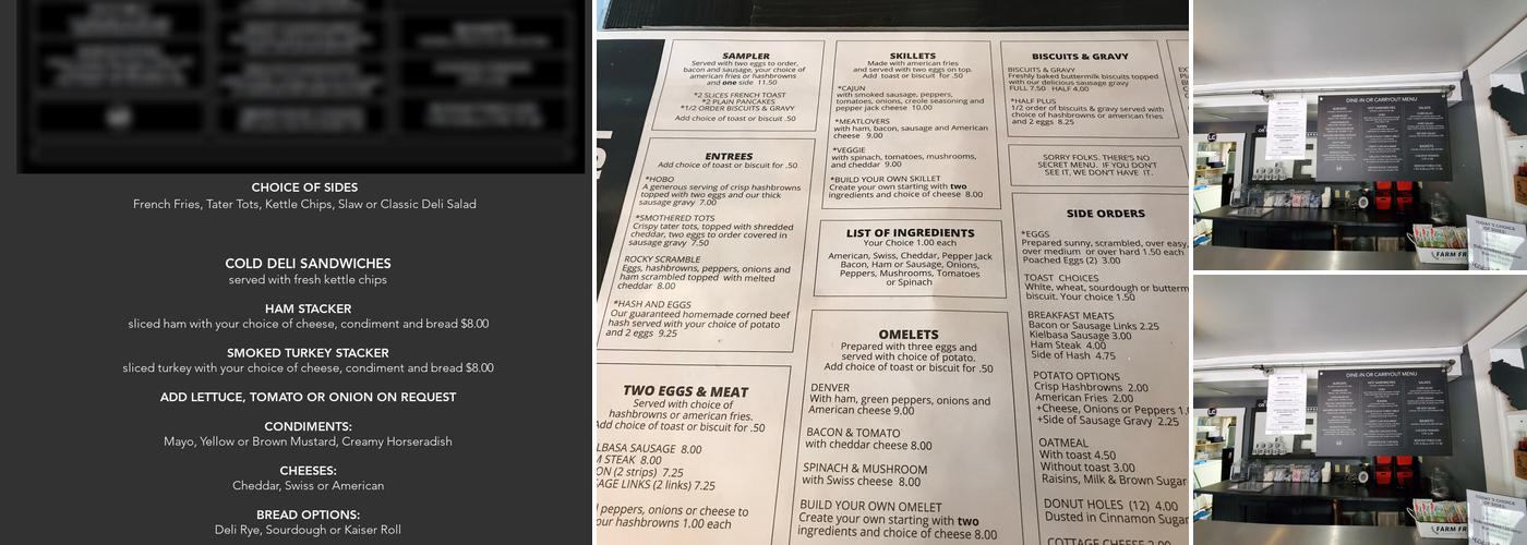 Tourist Trap Cafe Menu