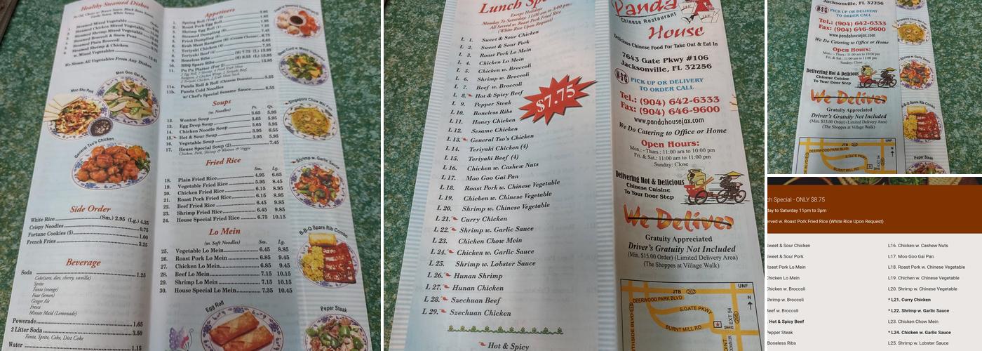 Panda House Chinese Restaurant Menu