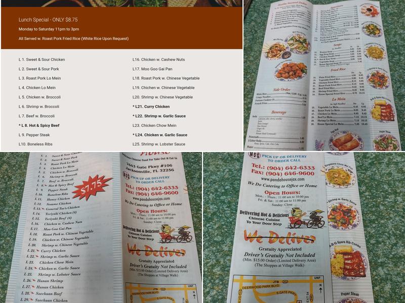 Panda House Chinese Restaurant Menu