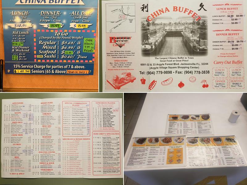 China Buffet Menu