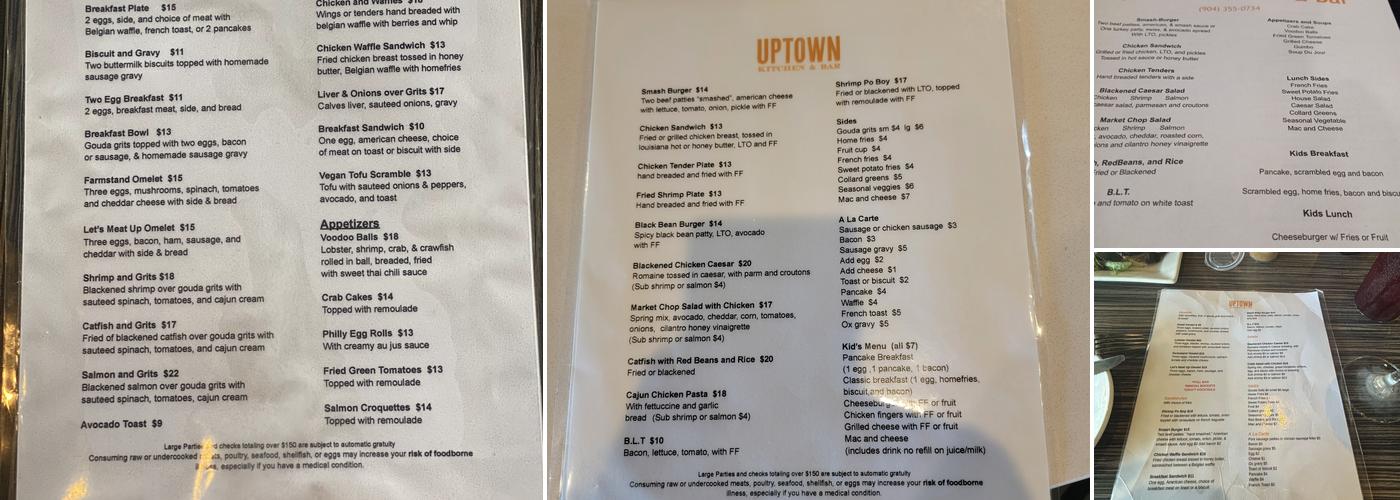 Uptown Kitchen & Bar Menu