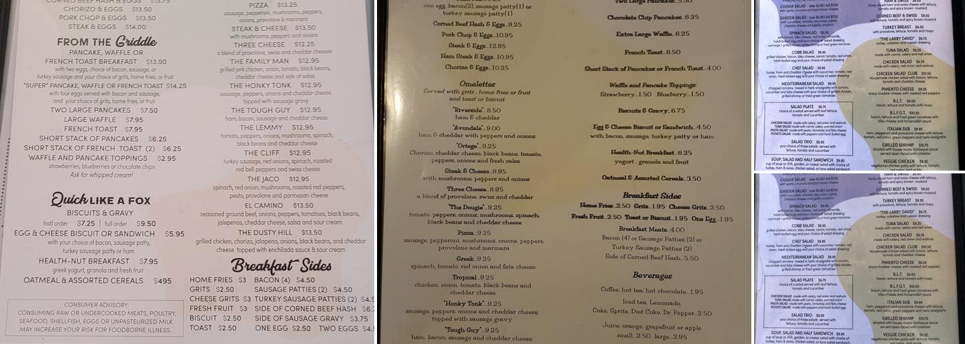 Fox Restaurant Menu
