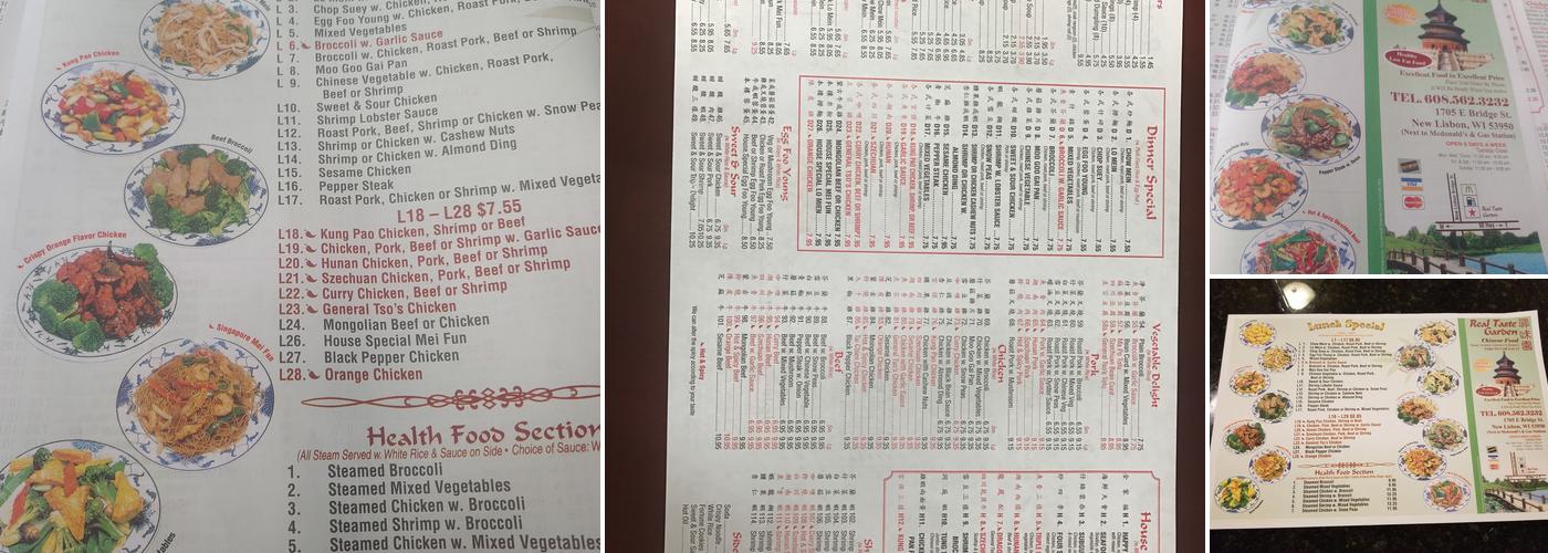 Real Taste Garden Menu