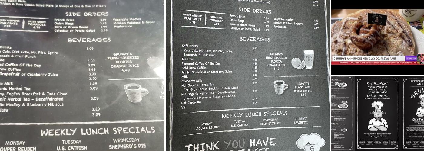 Grumpy's Restaurant Menu