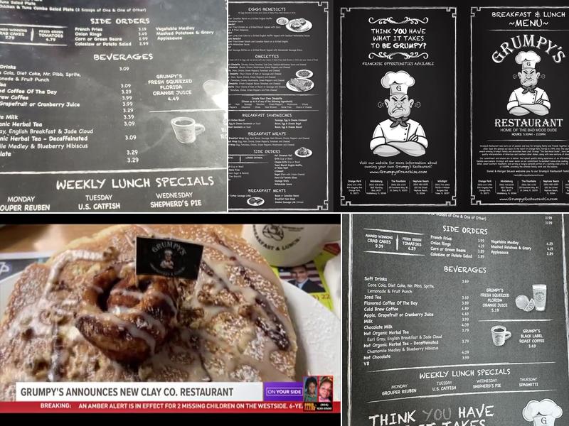 Grumpy's Restaurant Menu