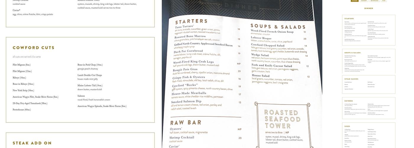 Cowford Chophouse Menu