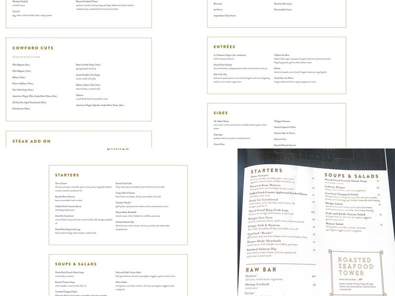 Cowford Chophouse Menu