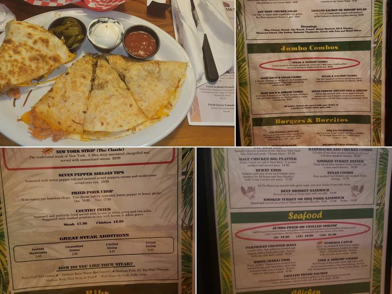 Cross Creek BBQ and Steakhouse Menu