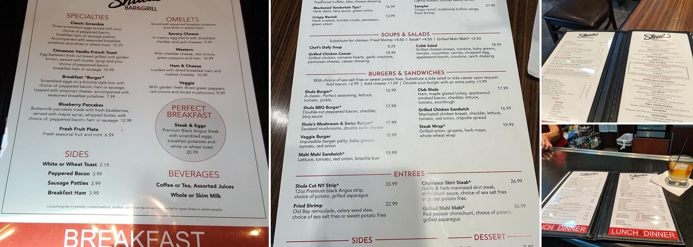 Shula's Bar & Grill Menu